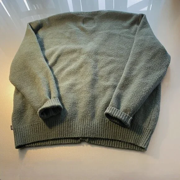 Men's Vans Cardigan V Neck Sweater Green Size Medium M - Picture 2 of 4